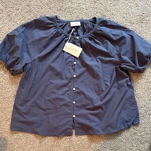 Universal Thread Dark Blue Puff Sleeve Blouse